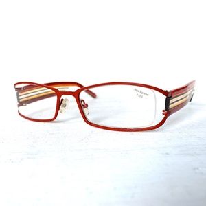 Red Rectangular Metal Eyeglass Frames
